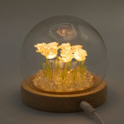 Alternative view of Floral Glow Garden Dome - 10 Pink Roses - LED USB