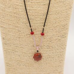 Alternative view of Cord Necklace Gemstone Pendant - Carnelian Sun Face