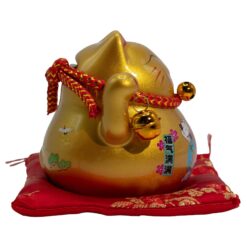 Alternative view of Ceramic Money Cat Bank - Gold on Cushion