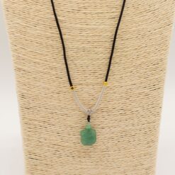 Alternative view of Cord Necklace Gemstone Pendant - Jade Turtle