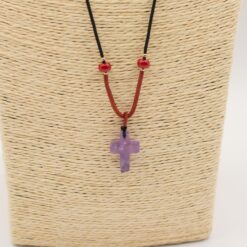 Alternative view of Cord Necklace Gemstone Pendant - Amethyst Cross
