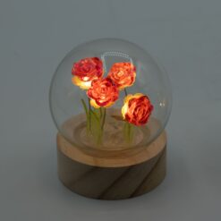 Alternative view of Floral Glow Garden Dome - 5 Red Roses - LED Battery