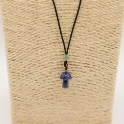 Alternative view of Cord Necklace Gemstone Pendant - Sodalite Mushroom