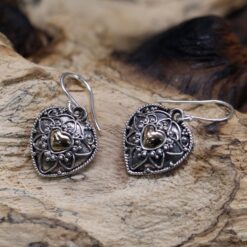 Alternative view of Silver & Gold Earring - Mandala Hearts
