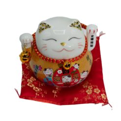 Alternative view of Ceramic Money Cat Moving Hand  - Gold on Cushion