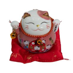 Alternative view of Ceramic Money Cat Moving Hand  - Pink on Cushion