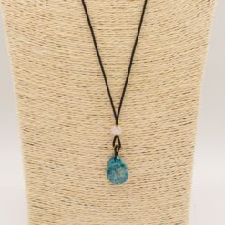 Alternative view of Cord Necklace Gemstone Pendant - Howlite Teardrop