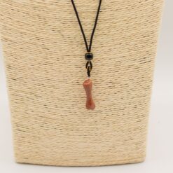 Alternative view of Cord Necklace Gemstone Pendant - Goldstone Bone